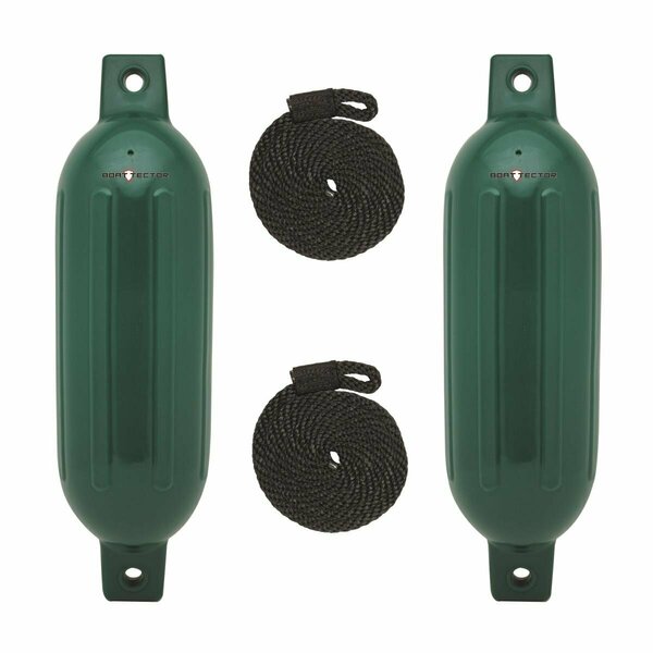 Geared2Golf EXMSFVPGREEN 4.5 x 16 in. Boat Tector Fender Value - Forest Green, 2PK GE3654354